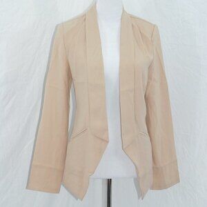 NWT Lulu's Womens Medium Cardigan Blazer Tan Suit Jacket w/ Shoulder Pads Sheer
